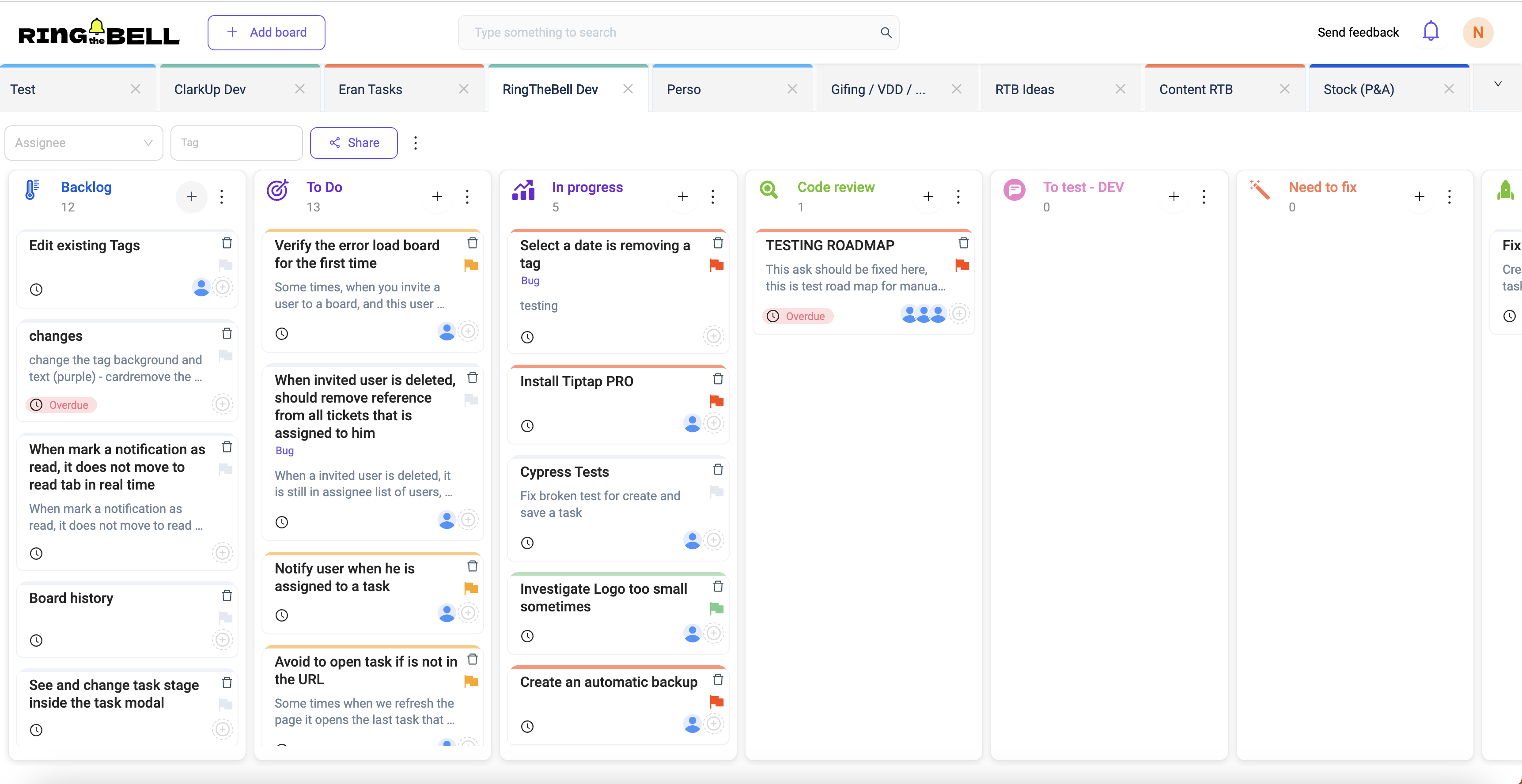 Gestion tableau kanban développement web