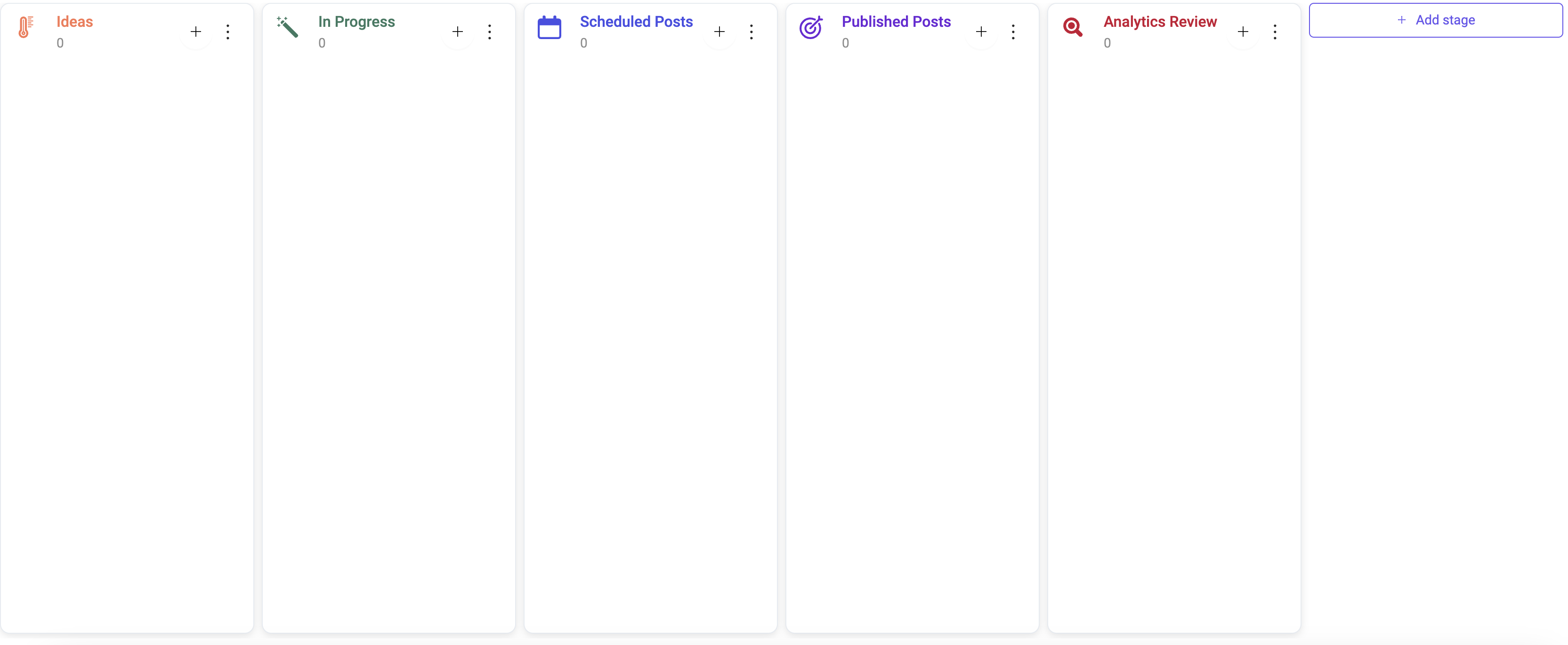 Social media marketing kanban board