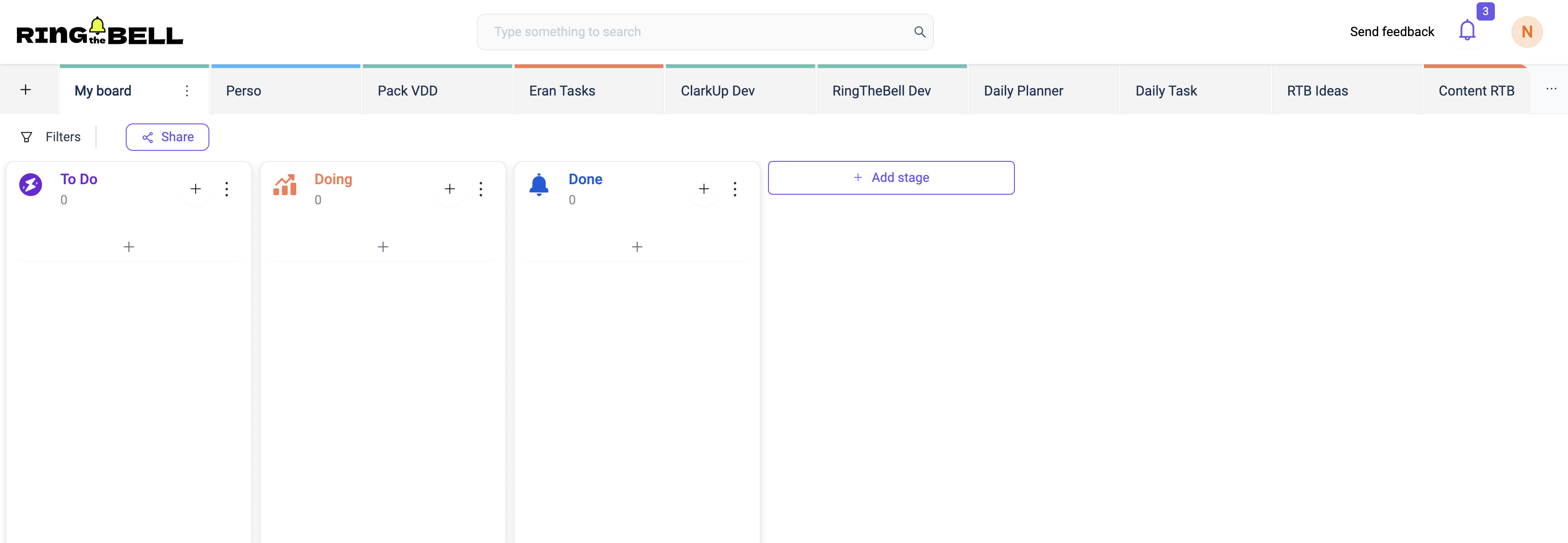 Exemple of kanban board To do Doing Done