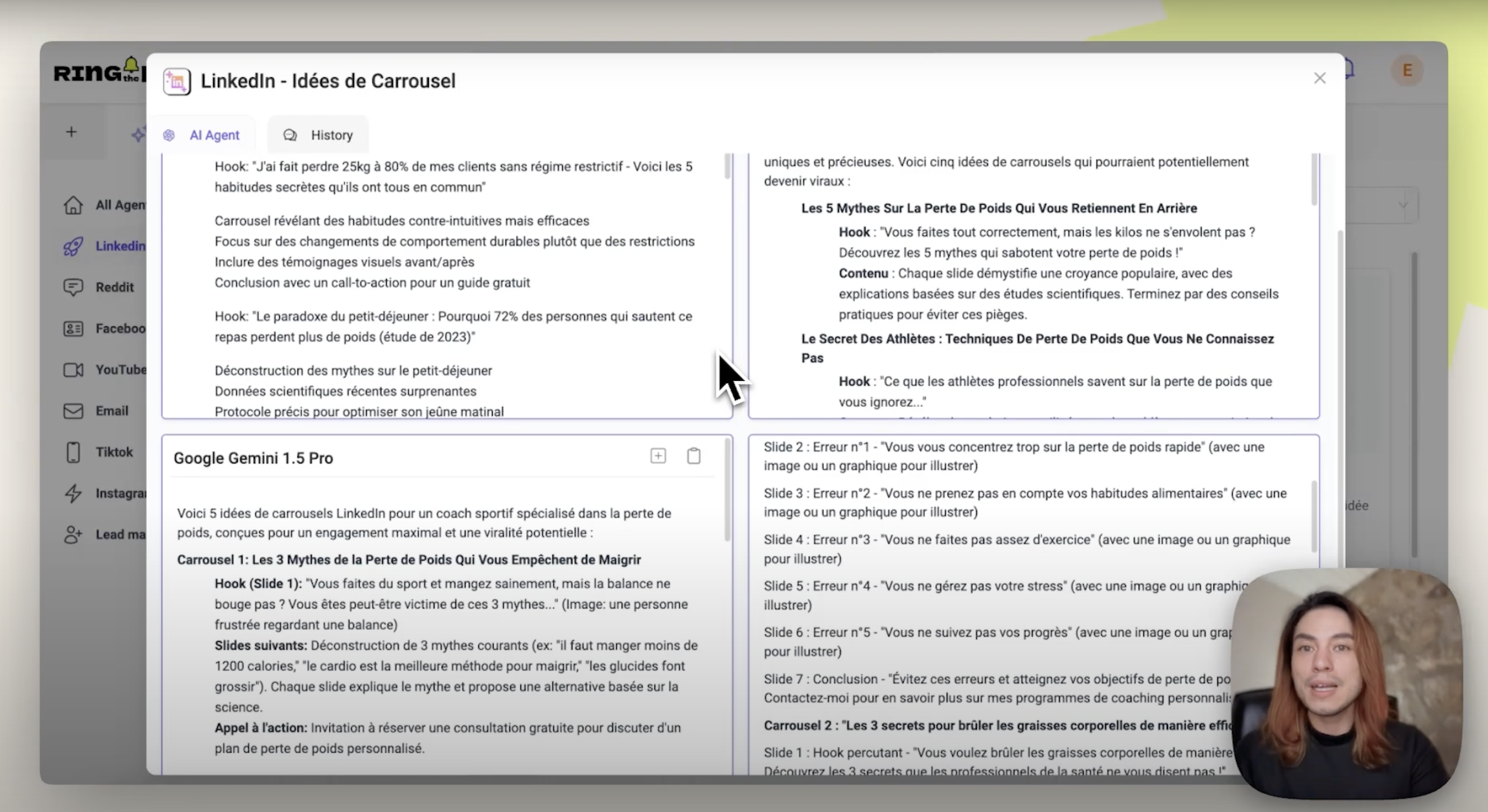 Structure du carrousel LinkedIn